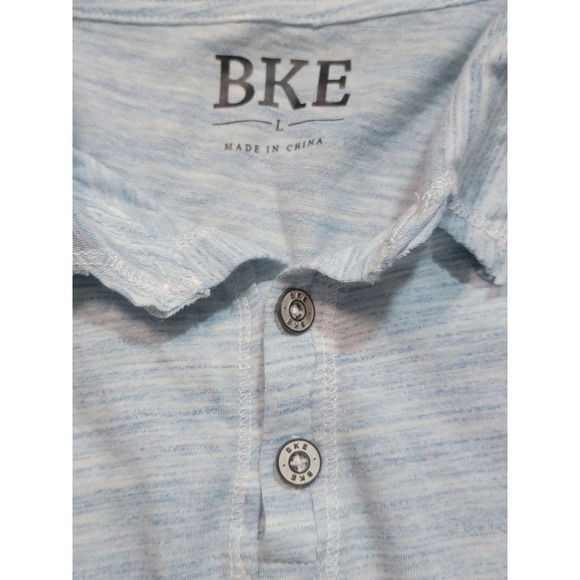 BKE Men's‎ Light Blue Heathered Polo Shirt Size Large Short Sleeve - Picture 3 of 6